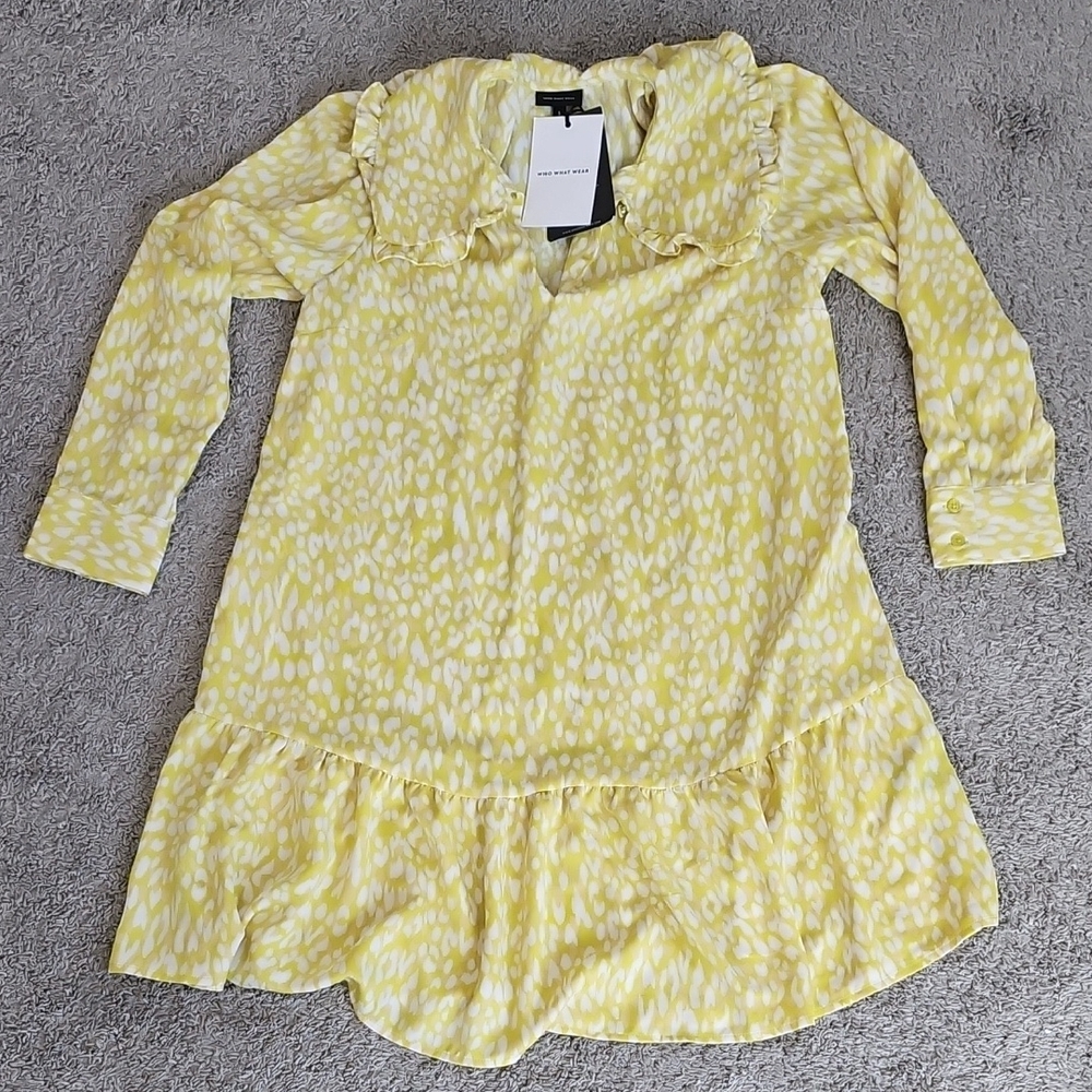 Yellow Cheetah Long Sleeve Dress Size SMALL